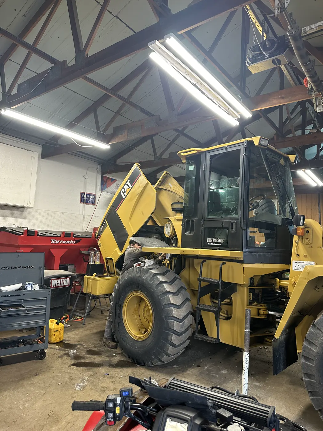 Loader in the shop for pre-season maintenance